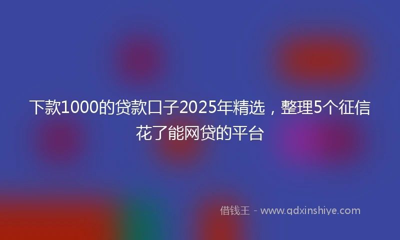 下款1000的贷款口子2025年精选,整理5个征信花了能网贷的平台
