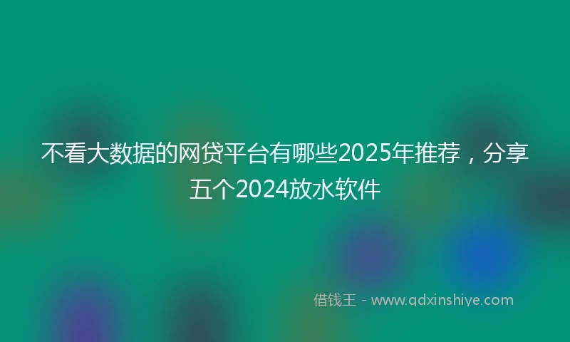 不看大数据的网贷平台有哪些2025年推荐，分享五个2024放水软件