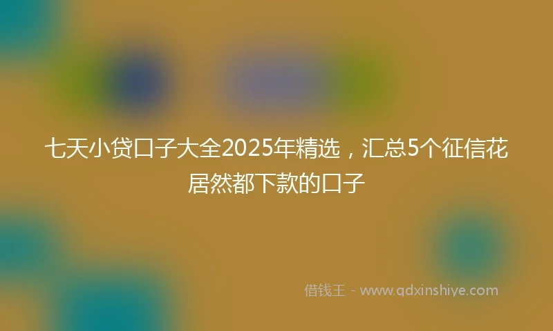 七天小贷口子大全2025年精选，汇总5个征信花居然都下款的口子