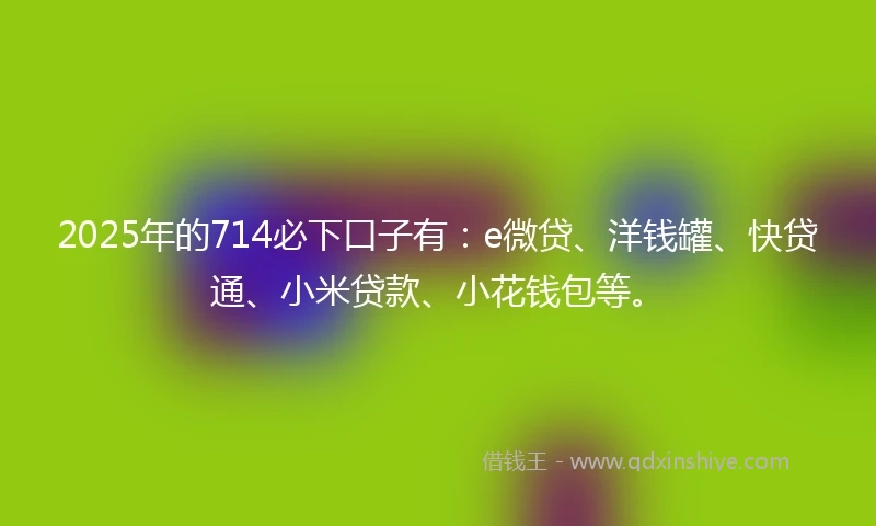 2025年的714必下口子有：e微贷、洋钱罐、快贷通、小米贷款、小花钱包等。