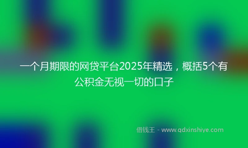 一个月期限的网贷平台2025年精选，概括5个有公积金无视一切的口子