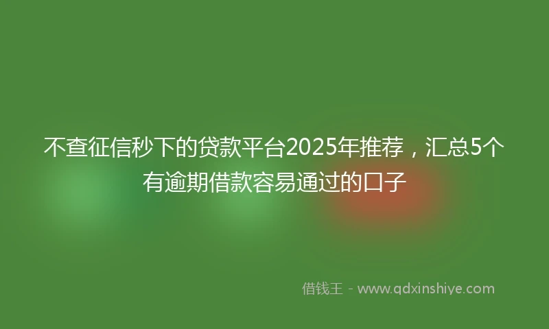 不查征信秒下的贷款平台2025年推荐，汇总5个有逾期借款容易通过的口子