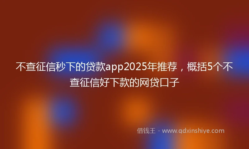 不查征信秒下的贷款app2025年推荐，概括5个不查征信好下款的网贷口子