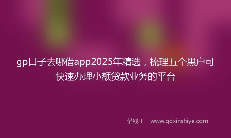 gp口子去哪借app2025年精选，梳理五个黑户可快速办理小额贷款业务的平台