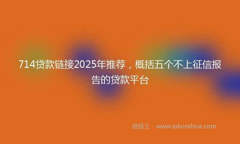 714贷款链接2025年推荐，概括五个不上征信报告的贷款平台
