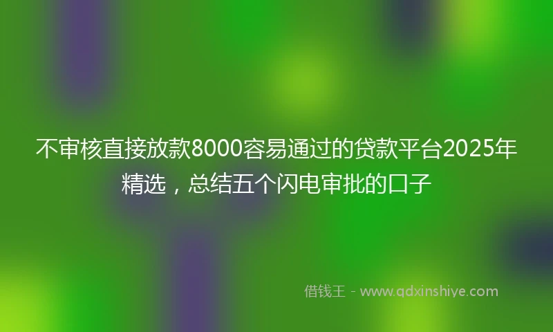 不审核直接放款8000容易通过的贷款平台2025年精选，总结五个闪电审批的口子