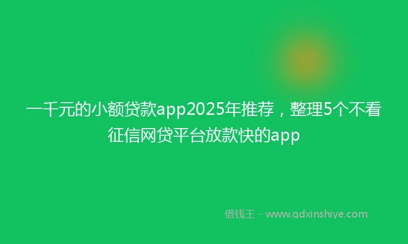 一千元的小额贷款app2025年推荐，整理5个不看征信网贷平台放款快的app