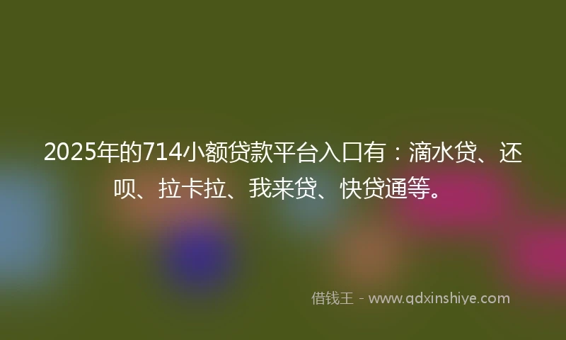 2025年的714小额贷款平台入口有：滴水贷、还呗、拉卡拉、我来贷、快贷通等。