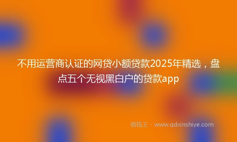 不用运营商认证的网贷小额贷款2025年精选，盘点五个无视黑白户的贷款app