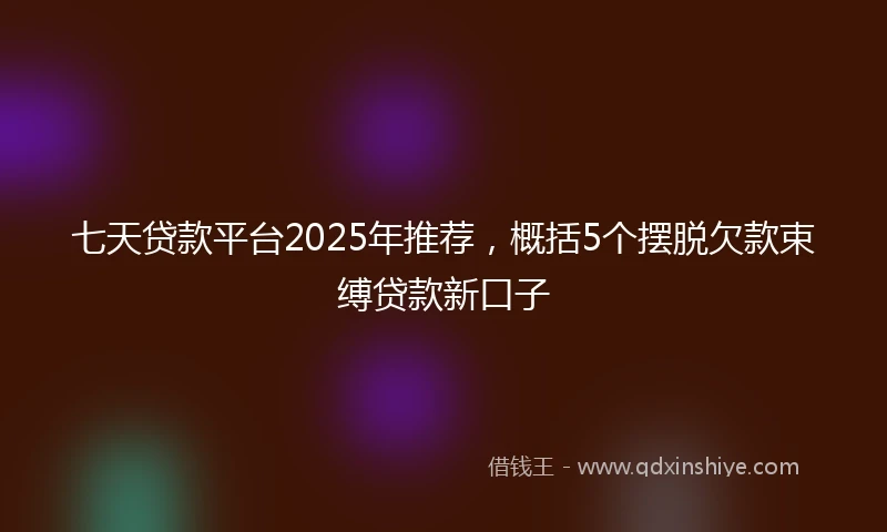 七天贷款平台2025年推荐，概括5个摆脱欠款束缚贷款新口子
