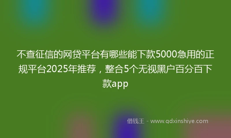 不查征信的网贷平台有哪些能下款5000急用的正规平台2025年推荐，整合5个无视黑户百分百下款app