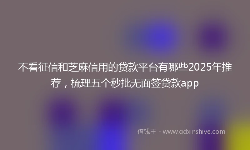 不看征信和芝麻信用的贷款平台有哪些2025年推荐，梳理五个秒批无面签贷款app