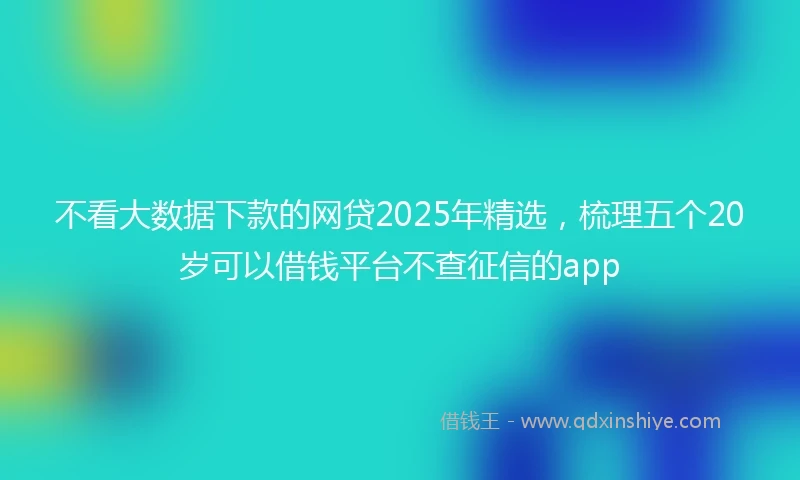 不看大数据下款的网贷2025年精选，梳理五个20岁可以借钱平台不查征信的app
