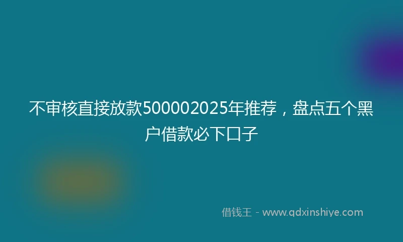 不审核直接放款500002025年推荐，盘点五个黑户借款必下口子