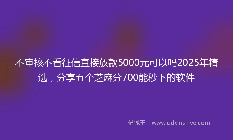 不审核不看征信直接放款5000元可以吗2025年精选，分享五个芝麻分700能秒下的软件