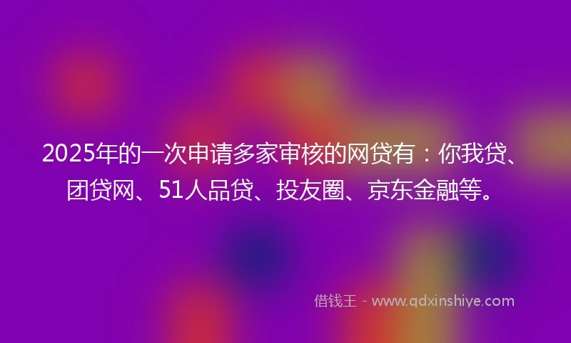 2025年的一次申请多家审核的网贷有：你我贷、团贷网、51人品贷、投友圈、京东金融等。