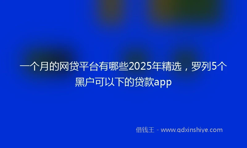 一个月的网贷平台有哪些2025年精选，罗列5个黑户可以下的贷款app