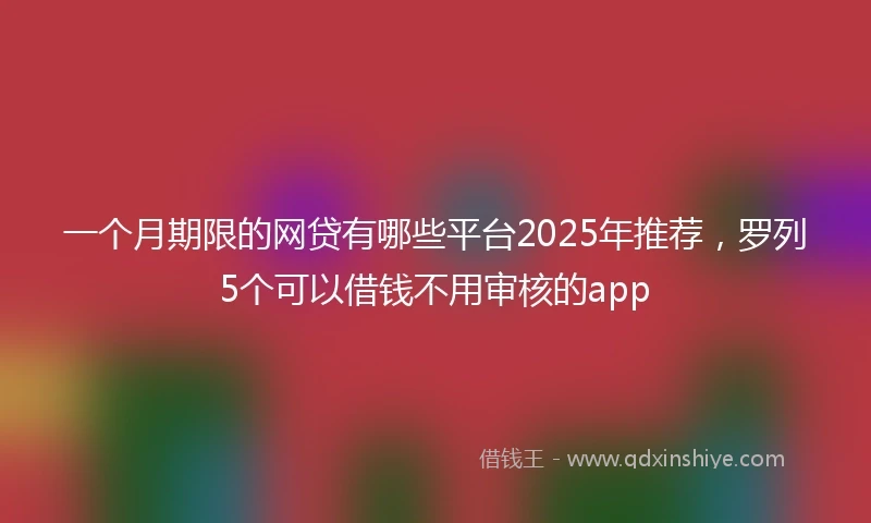 一个月期限的网贷有哪些平台2025年推荐，罗列5个可以借钱不用审核的app