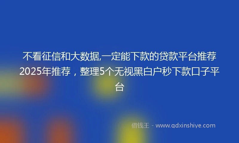 不看征信和大数据,一定能下款的贷款平台推荐2025年推荐，整理5个无视黑白户秒下款口子平台