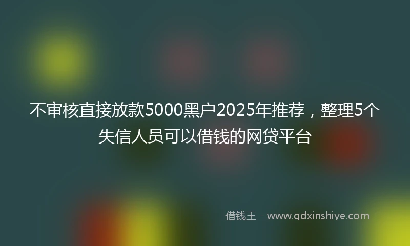 不审核直接放款5000黑户2025年推荐，整理5个失信人员可以借钱的网贷平台