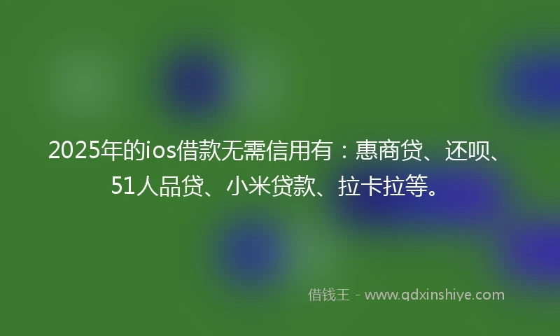 2025年的ios借款无需信用有:惠商贷、还呗、51人品贷、小米贷款、拉卡拉等。