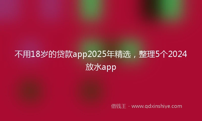 不用18岁的贷款app2025年精选，整理5个2024放水app