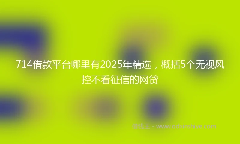 714借款平台哪里有2025年精选，概括5个无视风控不看征信的网贷