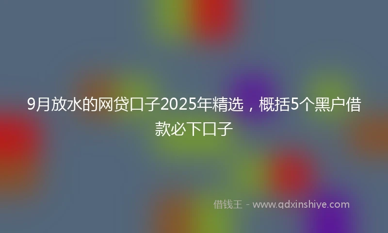 9月放水的网贷口子2025年精选，概括5个黑户借款必下口子