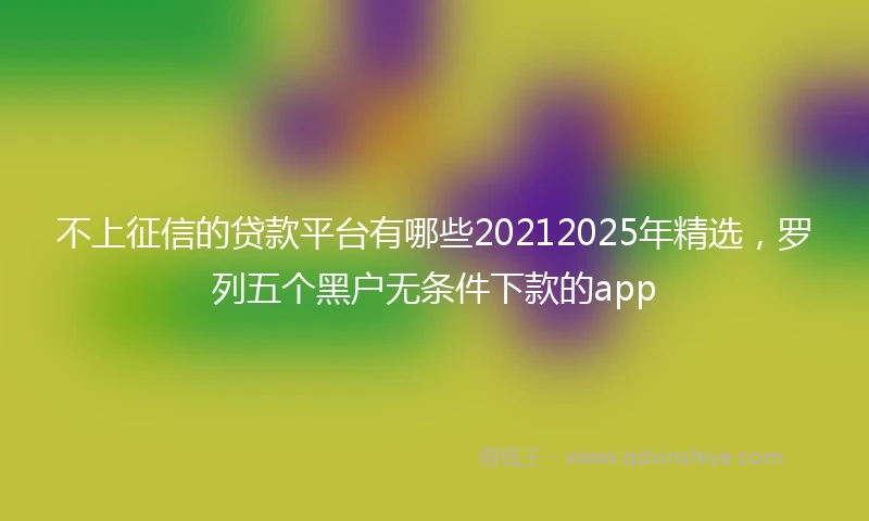 不上征信的贷款平台有哪些20212025年精选，罗列五个黑户无条件下款的app