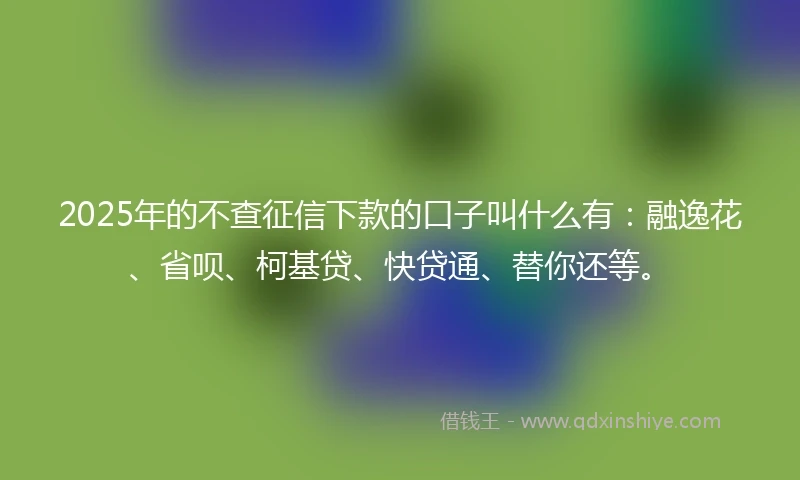 2025年的不查征信下款的口子叫什么有：融逸花、省呗、柯基贷、快贷通、替你还等。