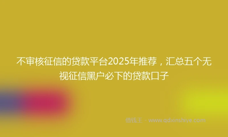 不审核征信的贷款平台2025年推荐，汇总五个无视征信黑户必下的贷款口子