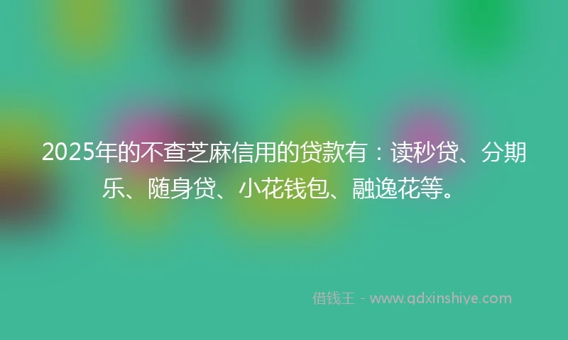 2025年的不查芝麻信用的贷款有：读秒贷、分期乐、随身贷、小花钱包、融逸花等。