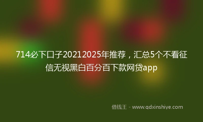 714必下口子20212025年推荐，汇总5个不看征信无视黑白百分百下款网贷app