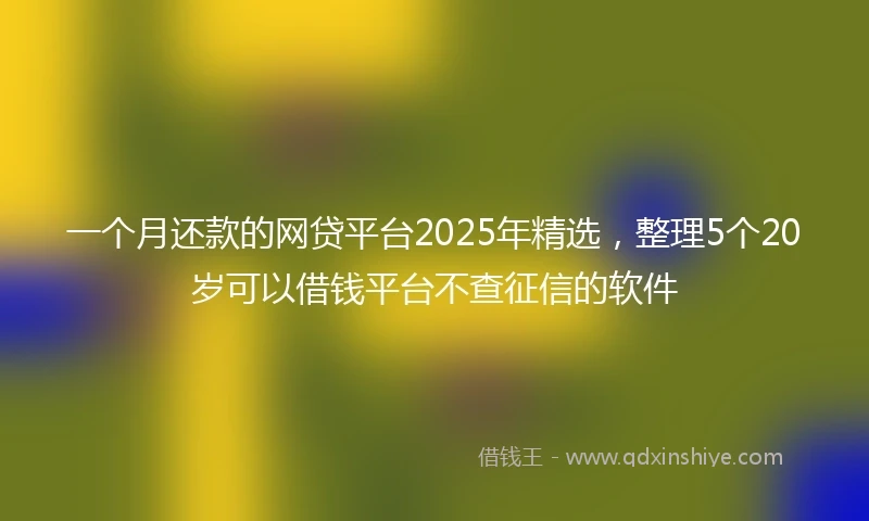 一个月还款的网贷平台2025年精选，整理5个20岁可以借钱平台不查征信的软件