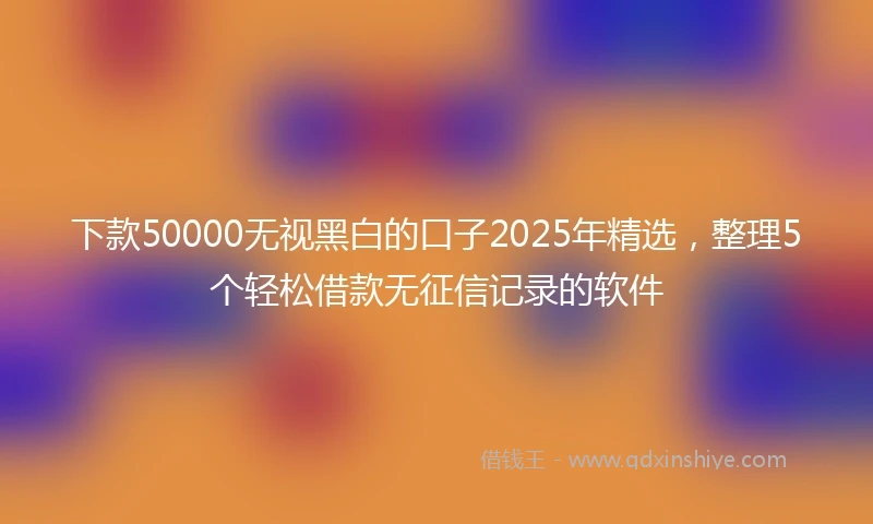下款50000无视黑白的口子2025年精选，整理5个轻松借款无征信记录的软件