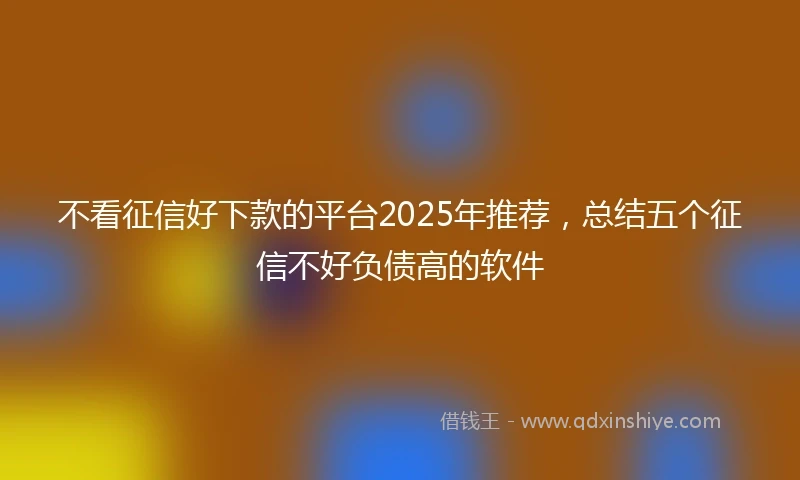 不看征信好下款的平台2025年推荐，总结五个征信不好负债高的软件