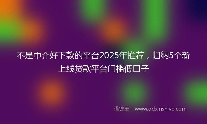 不是中介好下款的平台2025年推荐，归纳5个新上线贷款平台门槛低口子