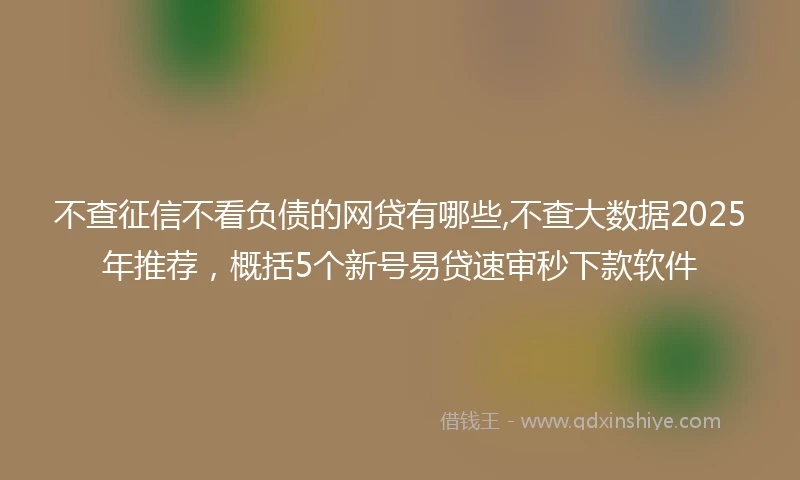 不查征信不看负债的网贷有哪些,不查大数据2025年推荐,概括5个新号易贷速审秒下款软件