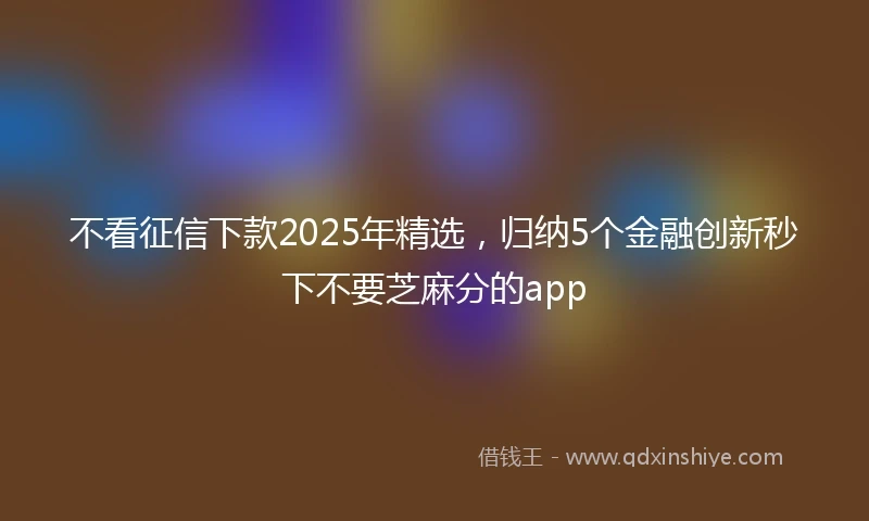 不看征信下款2025年精选，归纳5个金融创新秒下不要芝麻分的app