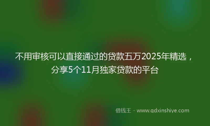 不用审核可以直接通过的贷款五万2025年精选，分享5个11月独家贷款的平台