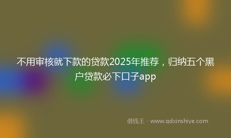 不用审核就下款的贷款2025年推荐，归纳五个黑户贷款必下口子app