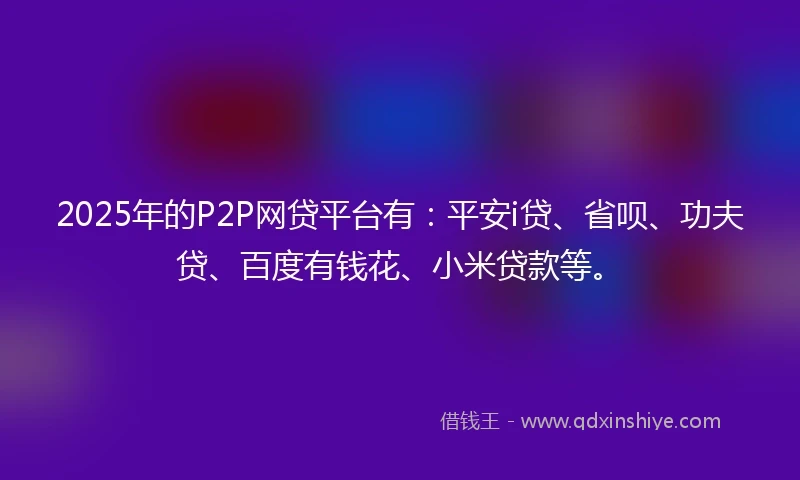 2025年的P2P网贷平台有：平安i贷、省呗、功夫贷、百度有钱花、小米贷款等。