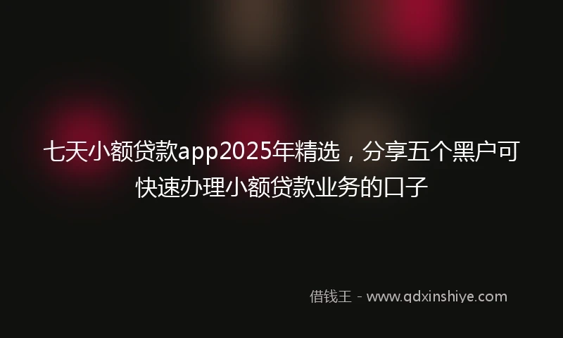 七天小额贷款app2025年精选，分享五个黑户可快速办理小额贷款业务的口子