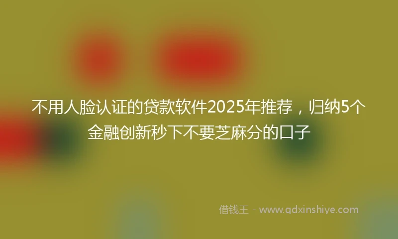 不用人脸认证的贷款软件2025年推荐，归纳5个金融创新秒下不要芝麻分的口子