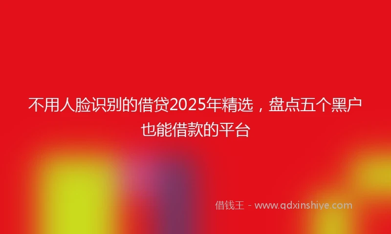 不用人脸识别的借贷2025年精选，盘点五个黑户也能借款的平台