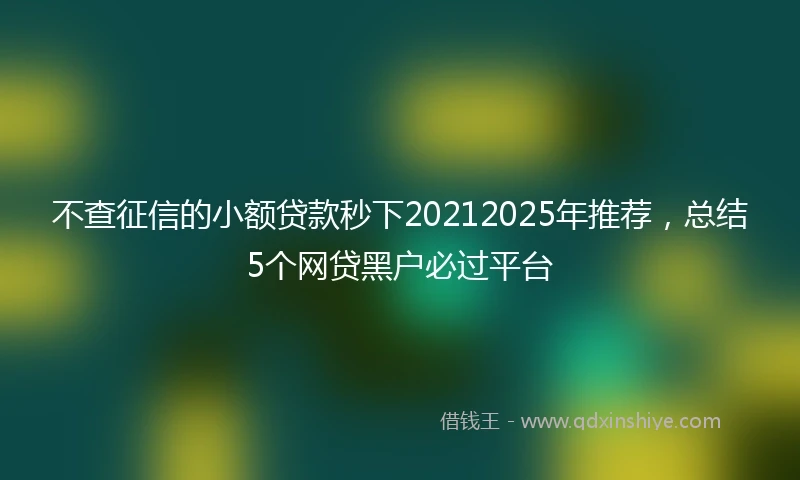 不查征信的小额贷款秒下20212025年推荐，总结5个网贷黑户必过平台