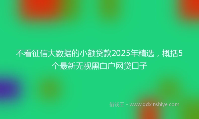 不看征信大数据的小额贷款2025年精选,概括5个最新无视黑白户网贷口子