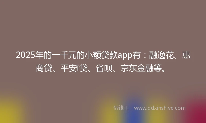 2025年的一千元的小额贷款app有：融逸花、惠商贷、平安i贷、省呗、京东金融等。