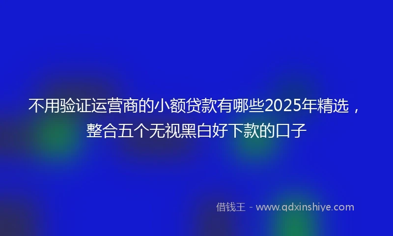 不用验证运营商的小额贷款有哪些2025年精选，整合五个无视黑白好下款的口子