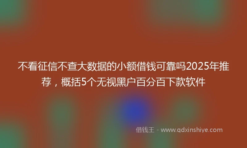 不看征信不查大数据的小额借钱可靠吗2025年推荐，概括5个无视黑户百分百下款软件